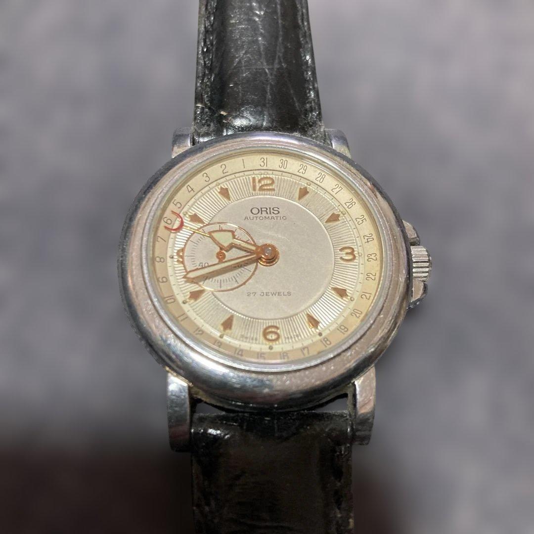 ORIS 自動巻き時計 シルバー文字盤 レザー BIG CROWN オリス Big Crown Pointer Date Bullseye 38mm 自動巻き