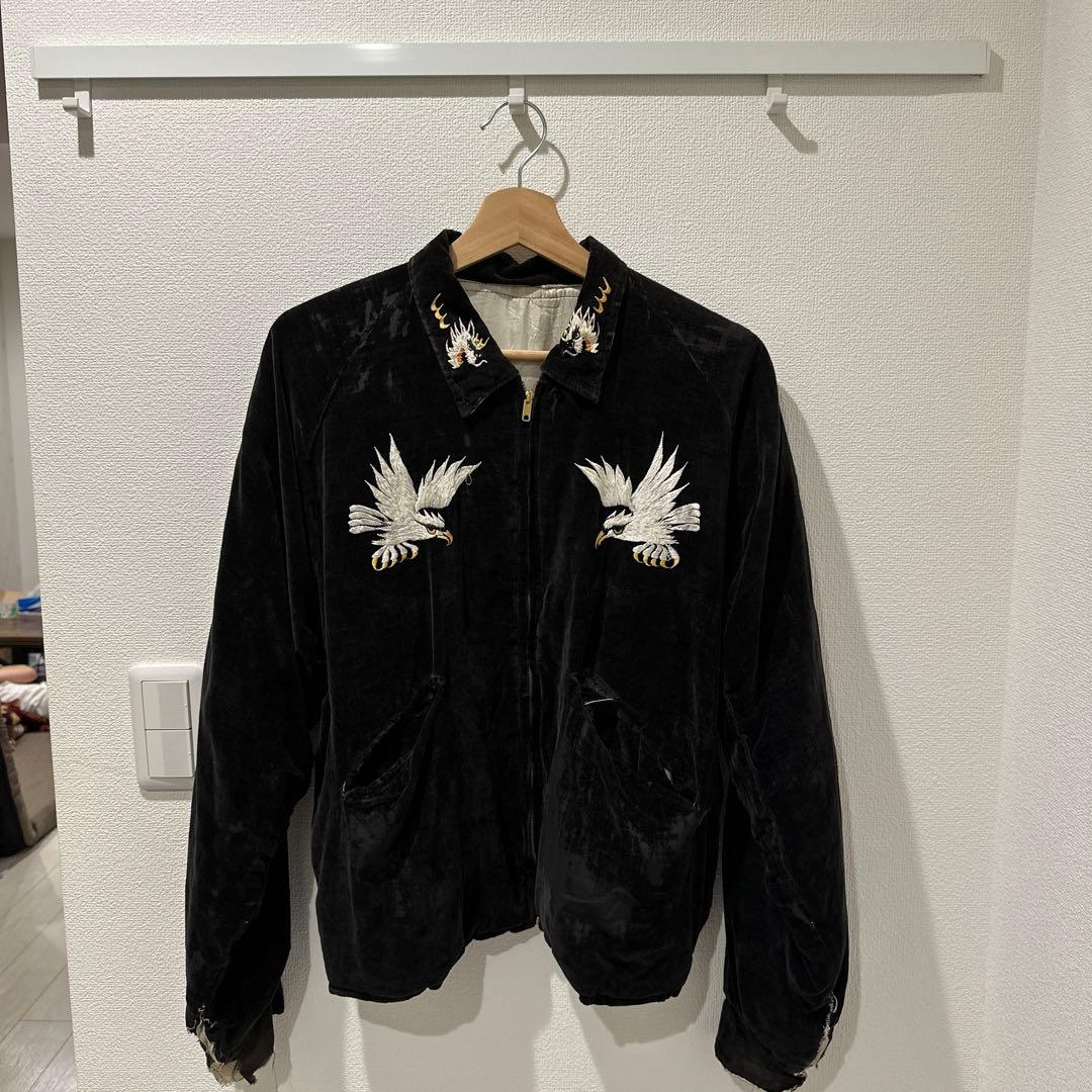格安‼️50s襟付き スカジャン別珍 スーベニア オキジャン 沖縄マップ