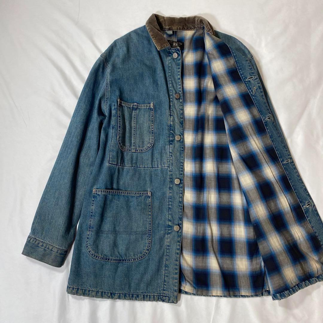 90's RRL デニムカバーオール M オンブレチェック 三つ星タグ US製