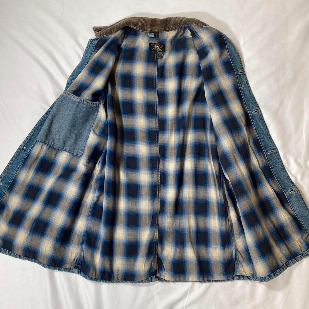 90's RRL デニムカバーオール M オンブレチェック 三つ星タグ US製