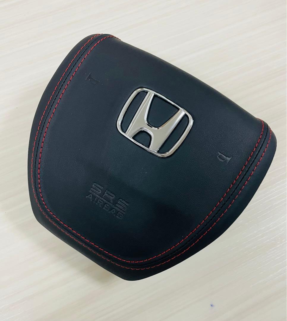 ホンダ 本革仕上げ 赤ステッチ付 ステアリング エアバックカバー【美品】♪ 希少!レッドステッチ! 86 ZN6 純正 革 ステアリング ハンドル エア