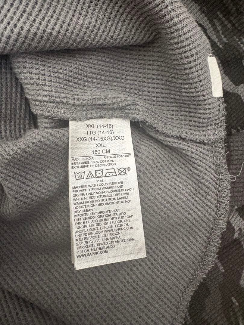 gap キッズ 迷彩 サーマル ロンt 160 xxl相当 売り切れ ストリート