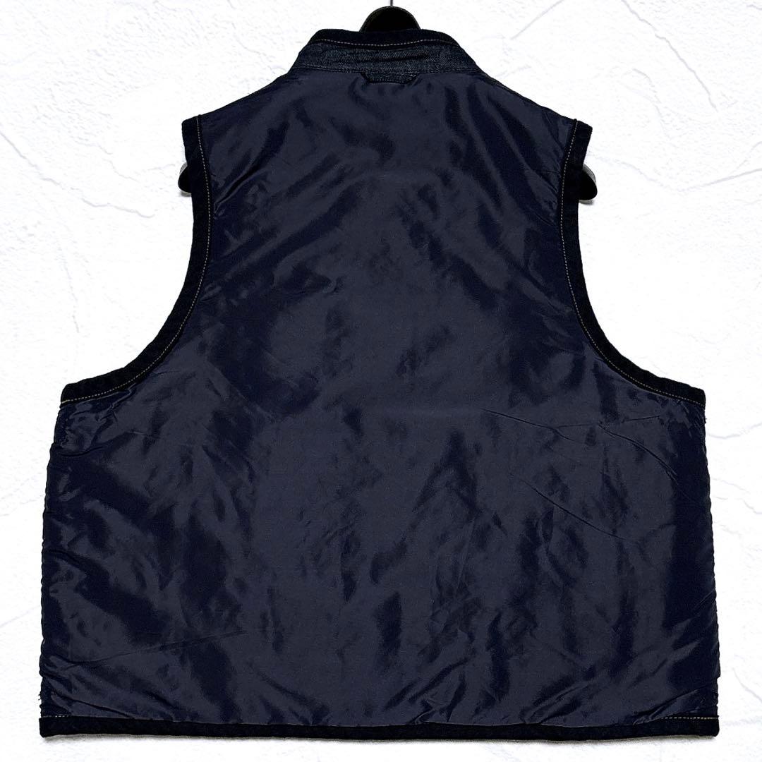 美品✨45R 45プチデニム×厚ナイロンの908キルトベスト リバーシブル