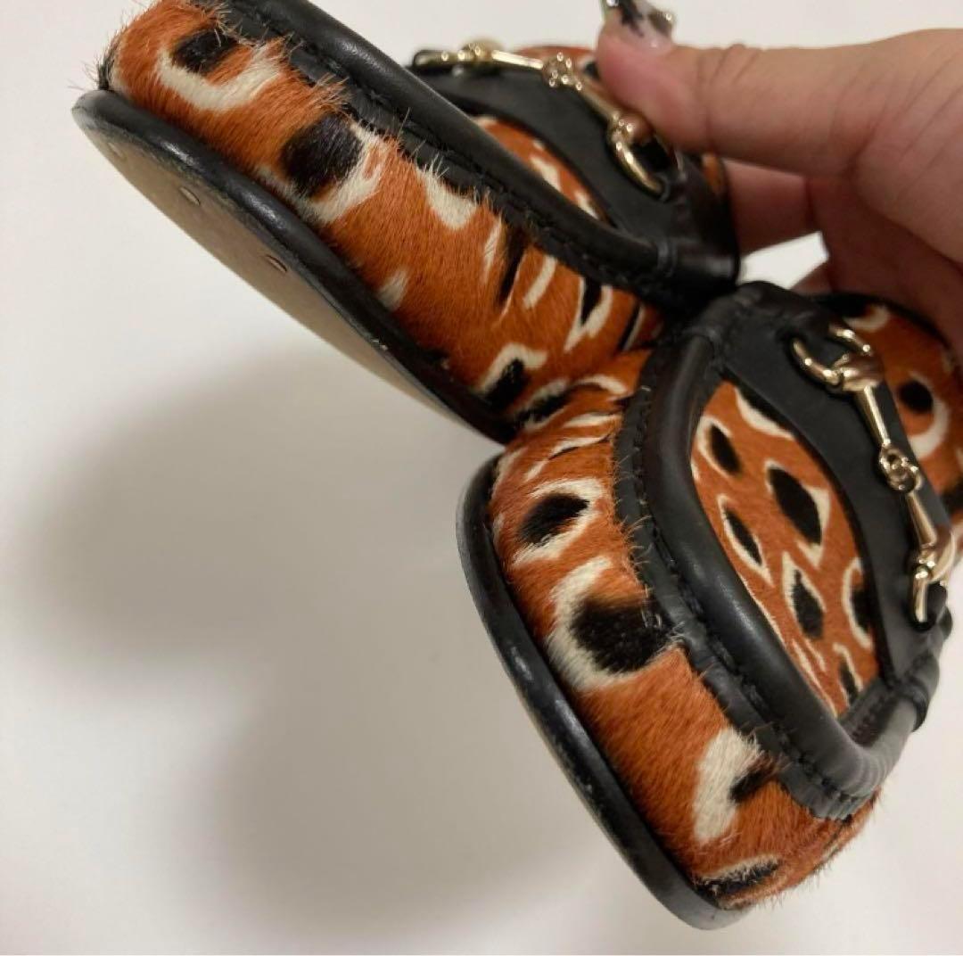 極美品】グッチ ローファー ホースビット レオパード ヒョウ柄 23cm