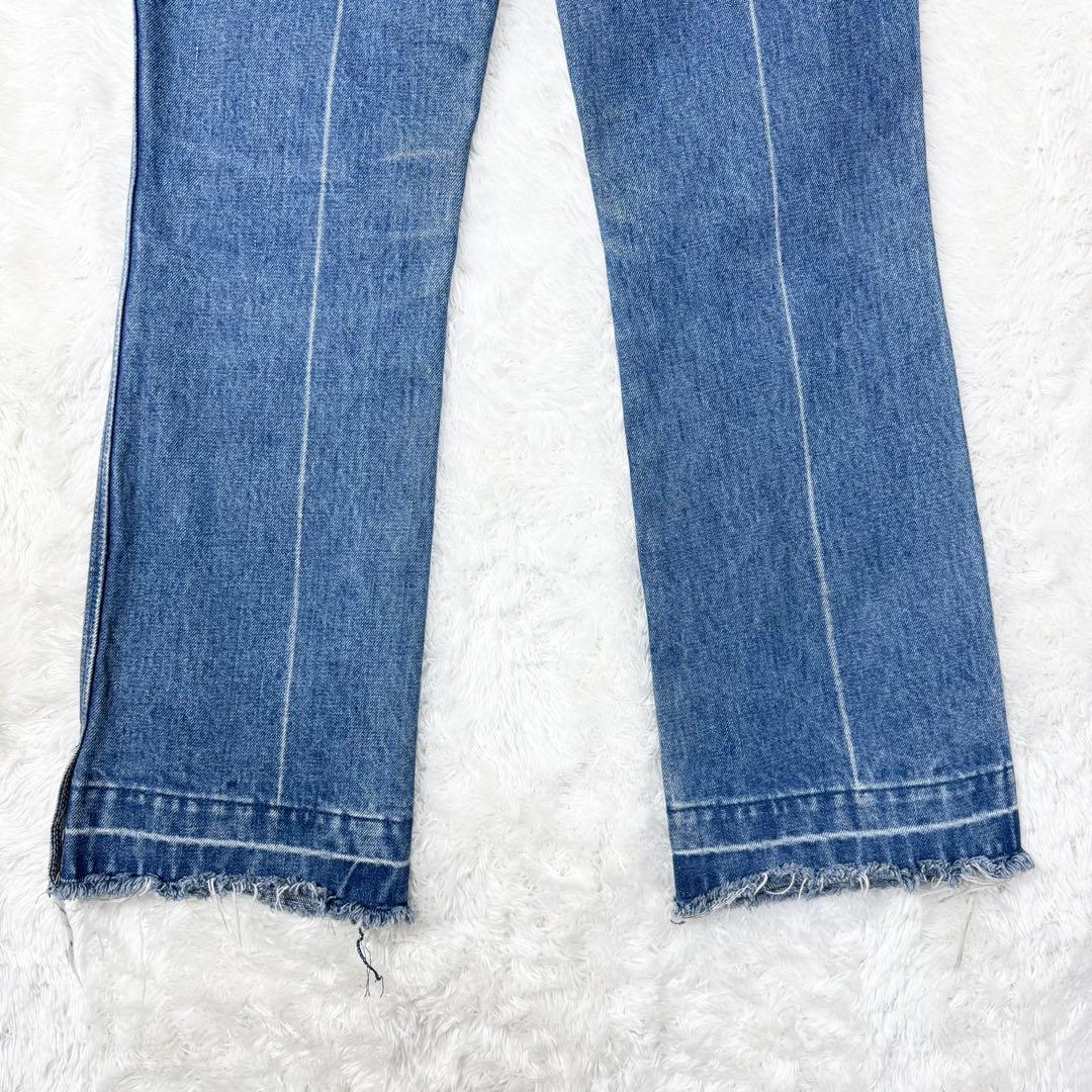 良品】フミカウチダ センタープレスデニム ブーツカットフリンジ フレア 36