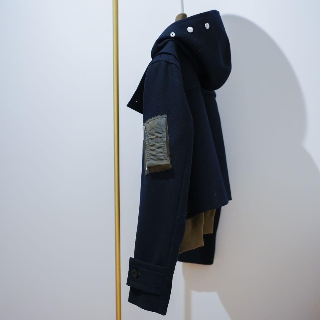 sacai】レディース25AW メルトン ダッフルコート サイズ1 ネイビー