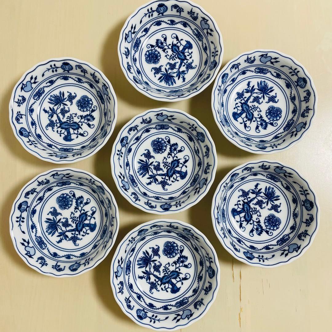 カールスバード ボヘミア ブルーオニオン 深皿 ボウル 小鉢 14.5cm 7個