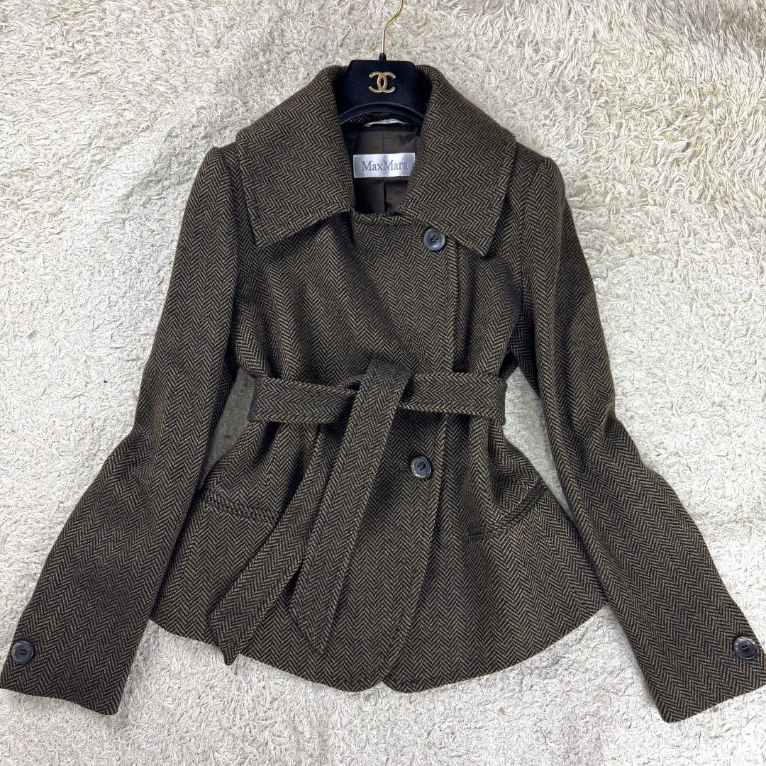 最高級★マックスマーラ コート ツイード ヘリンボーン ベルト カシミヤ 42 楽天市場】マックスマーラ コート レディース サイズ42 中古 ツイード
