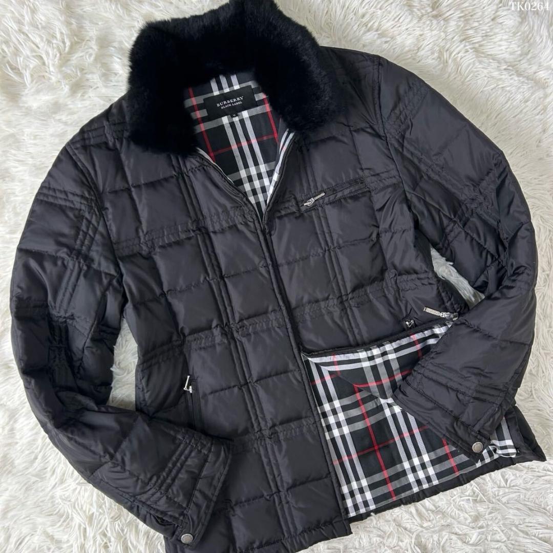 【極美品/M】バーバリーブラックレーベル ダウンジャケット キルティング 黒 中古・古着通販】BURBERRY BLACK LABEL (バーバリーブラックレーベル