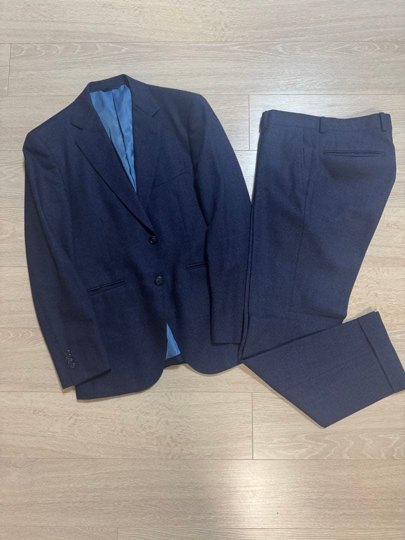 麻布テーラー セットアップスーツ 44A ネイビー ウール100% ネイビースーツで始まりネイビースーツで終わる | オーダースーツ