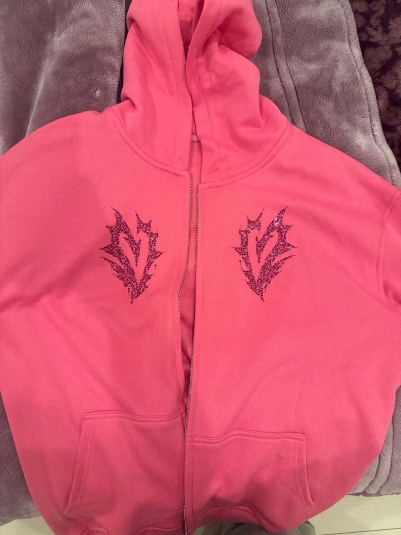 aespa pink hoodie ピンクフード Qoo10 カリナ - メルカリ