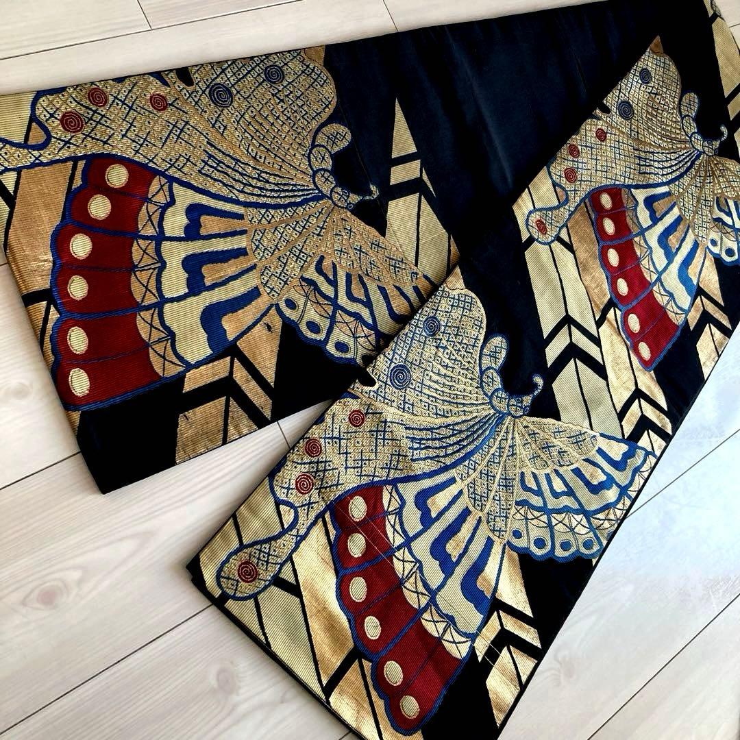 アンティーク京袋帯　蝶々の織り出し　大正ロマン　上質　正絹　No.2-26