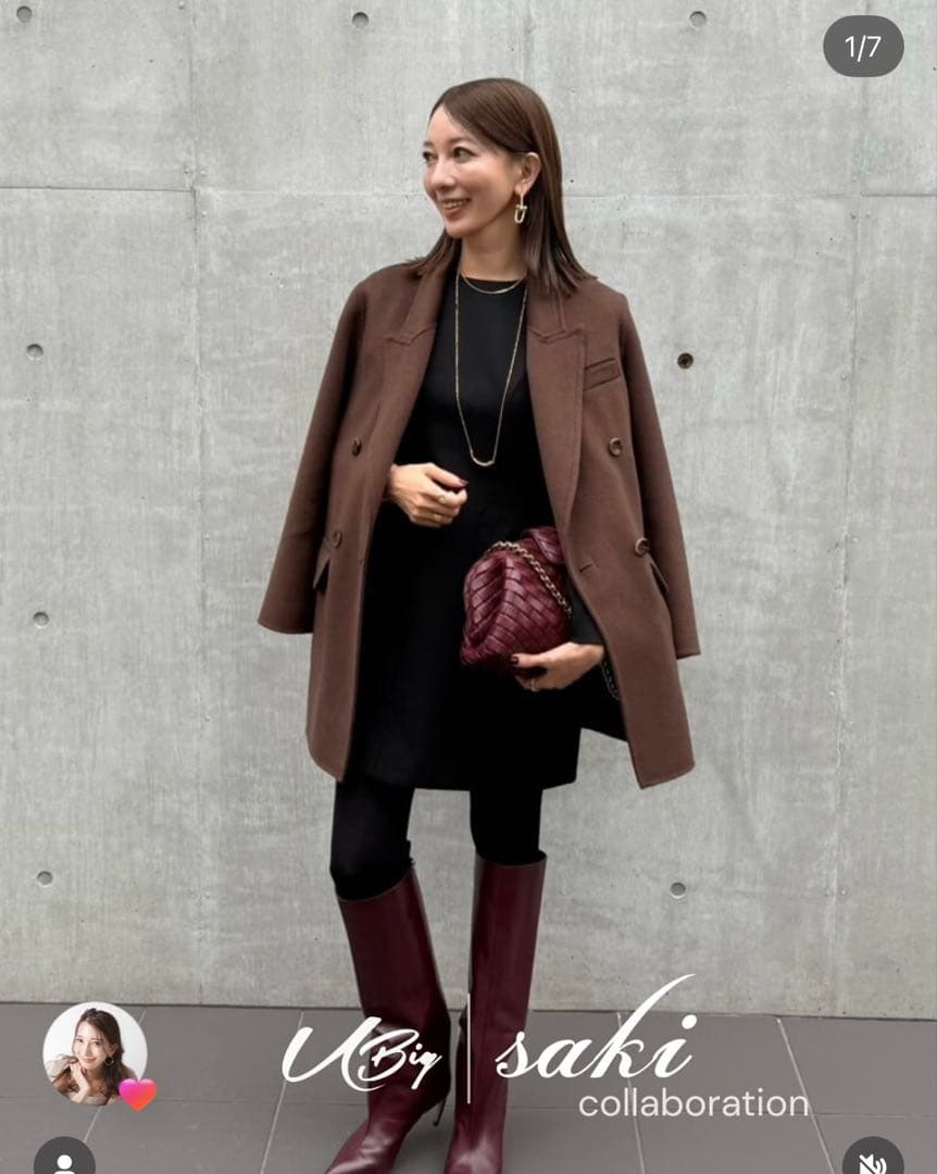 U_big sakiさん　コラボ　ジャケット　コート　スカートとセットアップ　S セットアップ】ダブルテーラードジャケット＋バックスリットタイト