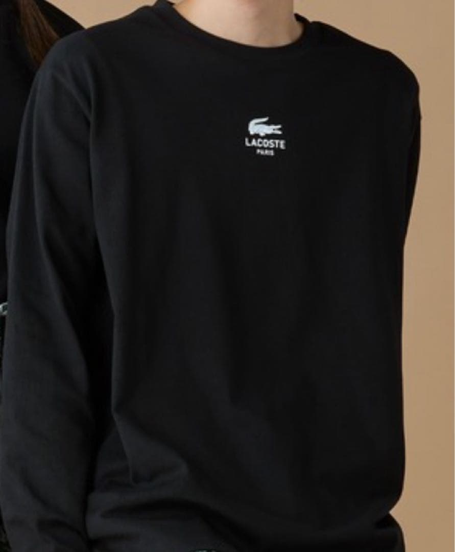 ラコステ　オーバーサイズ PARISロゴヘビーウェイトロンTブラック　L 新品 ラコステ LACOSTE オーバーサイズ PARISロゴ ヘビーウェイト 長袖T
