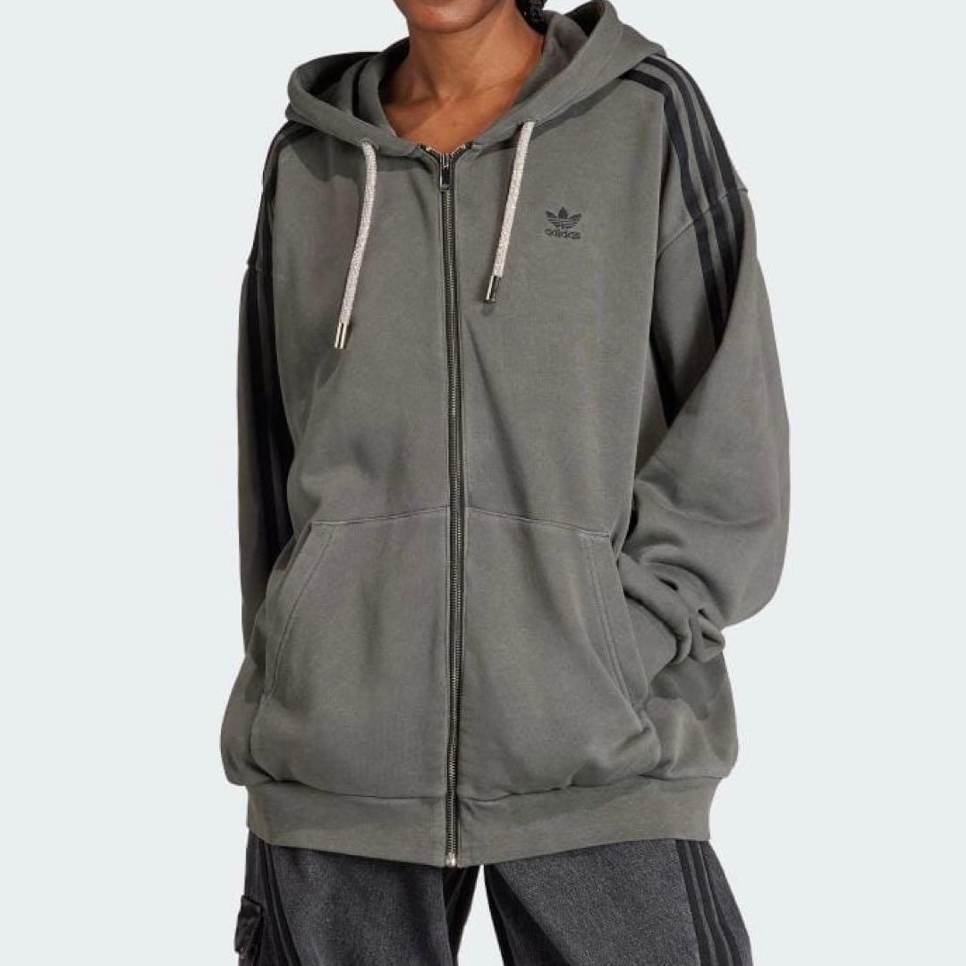 adidas ADILENIUM オーバーサイズ フルジップ パーカー キラキラ