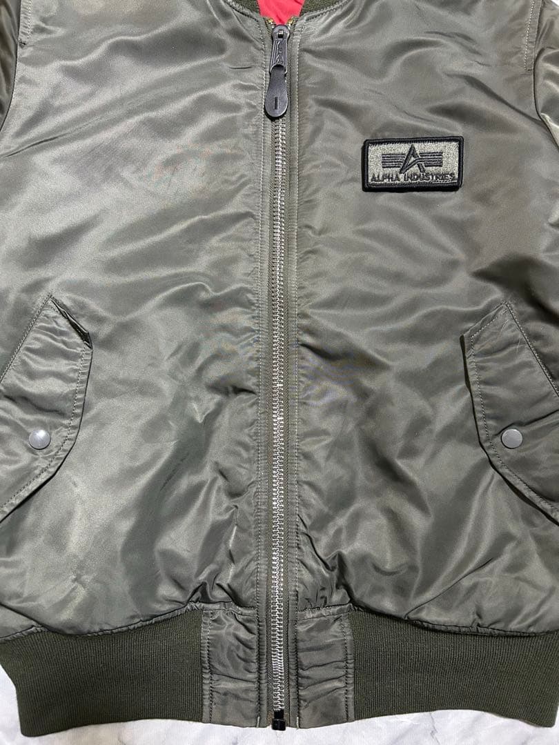 ALPHA MA-1 フライトジャケット エンブレム 刺繍 Lサイズ カーキ