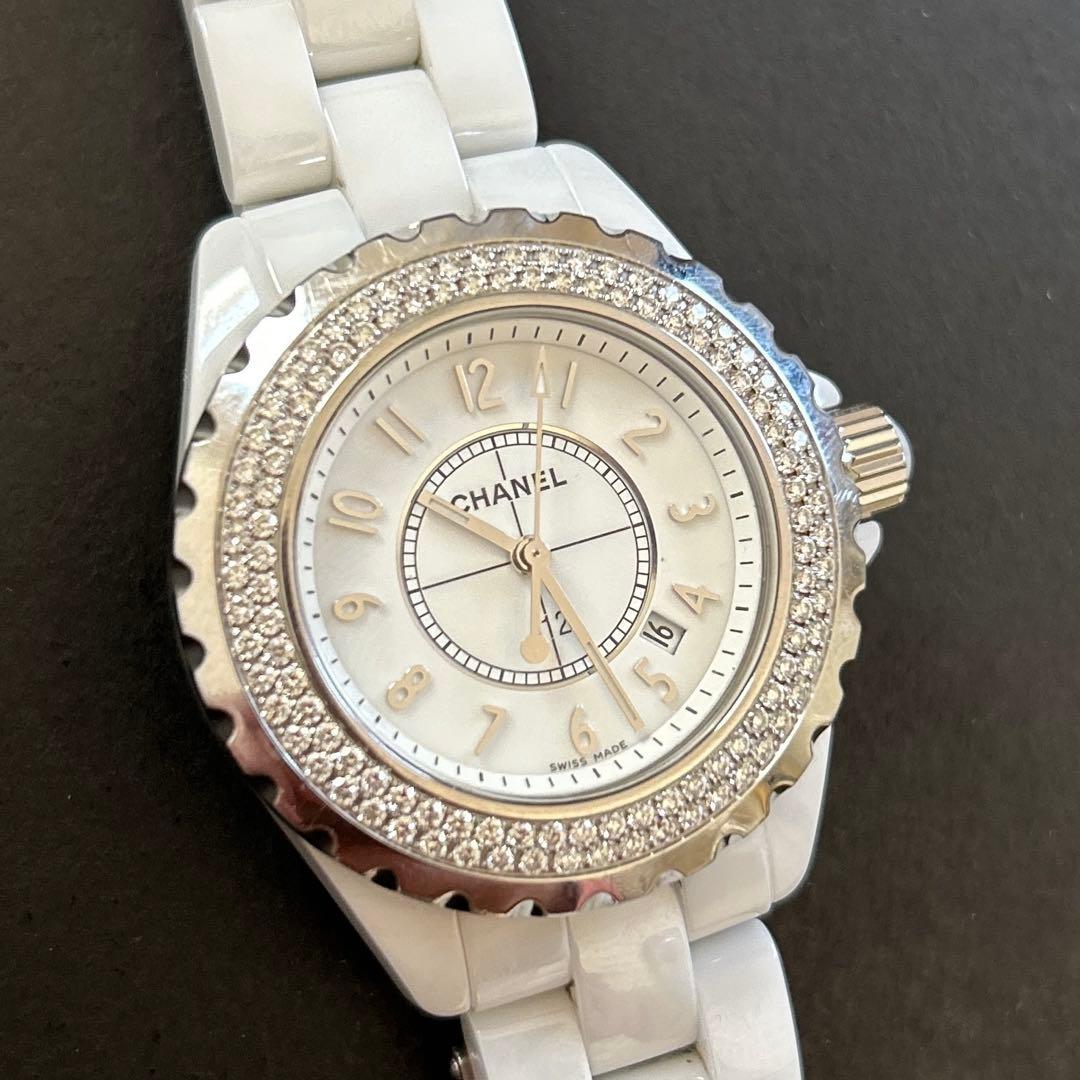 CHANEL J12 33mm 腕時計 レディース CHANEL シャネル J12 H1634 12Pルビー 33ミリ クォーツ ブラック文字盤