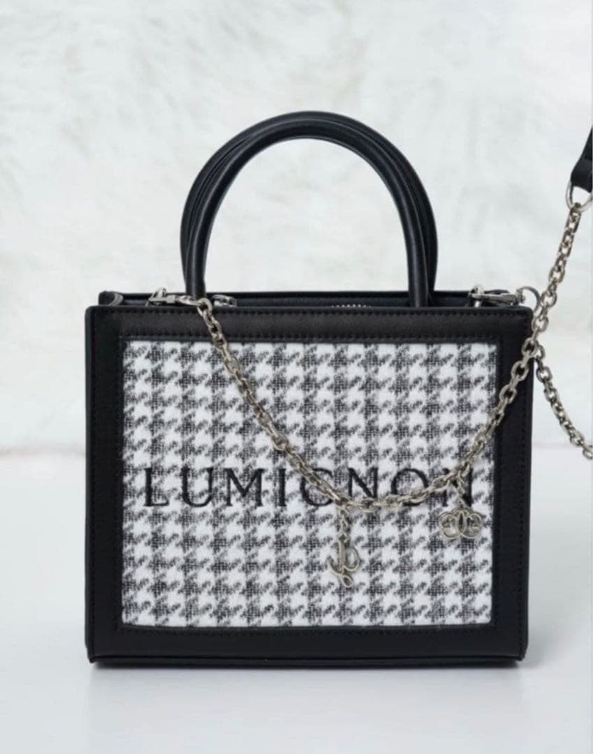 Lumignon houndstooth 2way bag ルミニョン ブラック バッグ | Lumignon