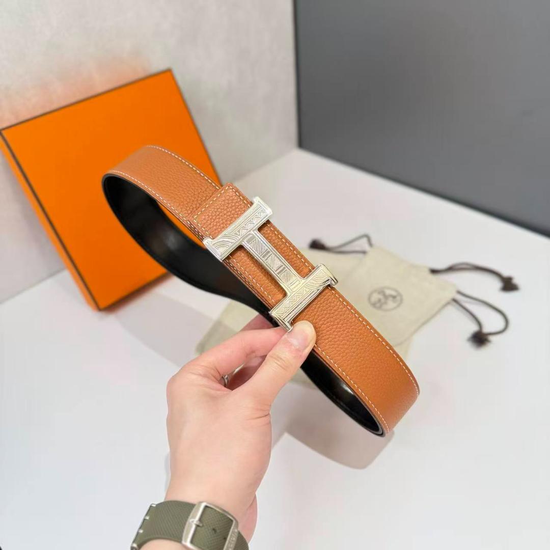 エルメス ブラウンレザーベルト H型バックル - メルカリ