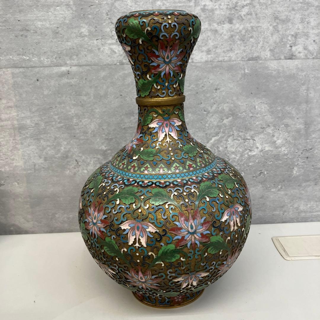 レトロ 中国美術 景泰藍 七宝焼き 花瓶 壺 骨董品 約30cm - メルカリ