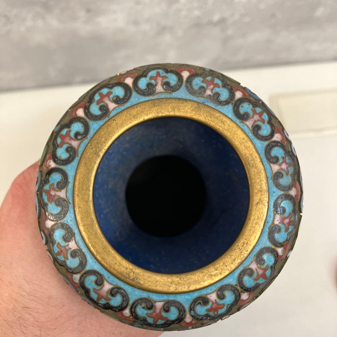 レトロ 中国美術 景泰藍 七宝焼き 花瓶 壺 骨董品 約30cm - メルカリ