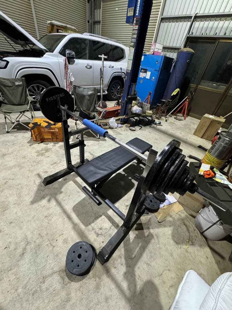 ベンチプレス バーベル付き 鉄製ウェイト　95kg 楽天市場】□3/11迄 SALE価格□ ベンチプレス 高さ調整 幅調整 ベンチ