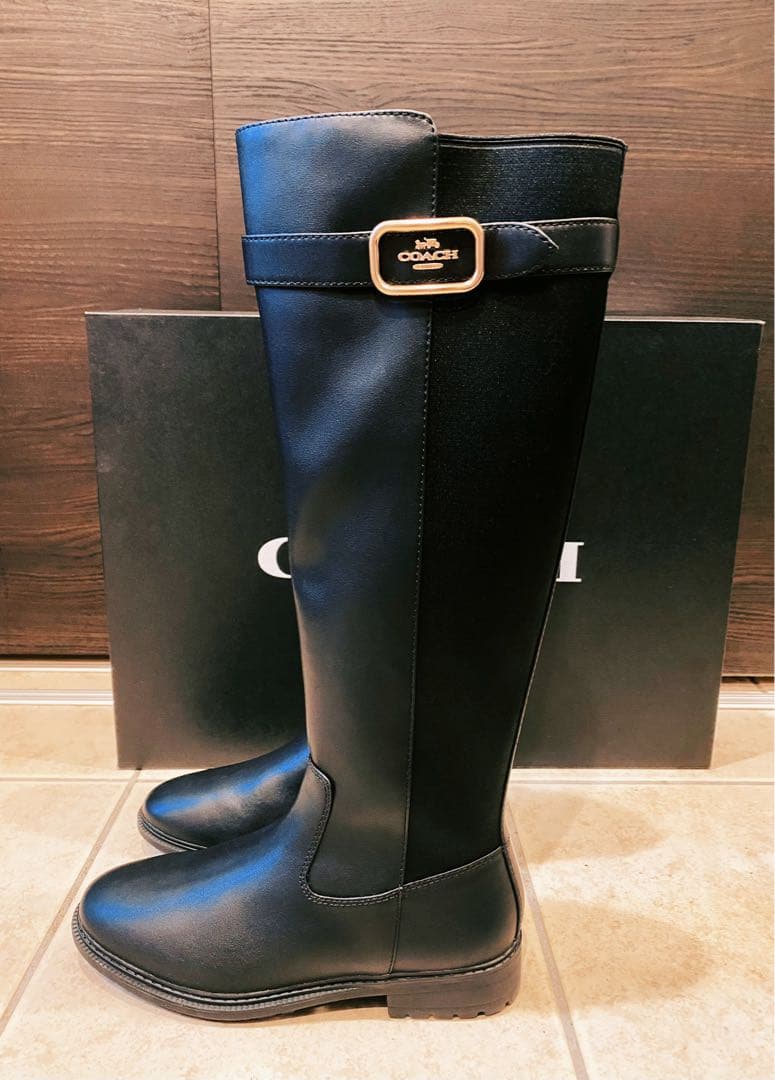 【未使用に近い】コーチCOACH ロングブーツ ブラック ゴ COACH】人気！マデリン ロングブーツ☆国内発関税込 (Coach/ロング