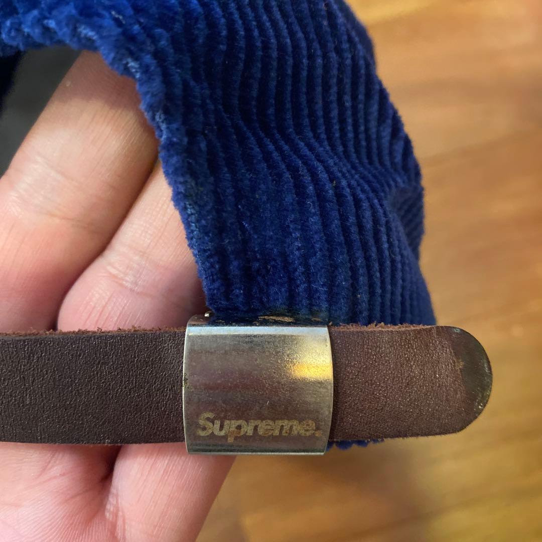シュプリーム SUPREME ロゴ コーデュロイ キャップ 青 ブルー 帽子