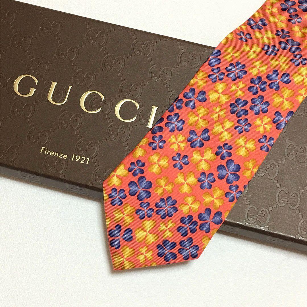 未使用級 グッチ GUCCI ネクタイ シルク 総柄 クローバー - メルカリ