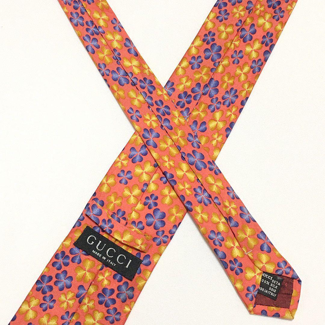 未使用級 グッチ GUCCI ネクタイ シルク 総柄 クローバー - メルカリ
