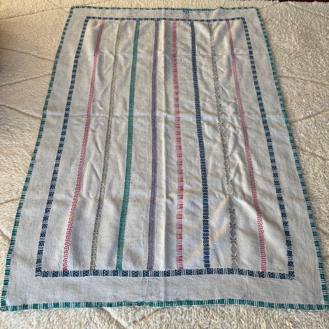 希少価値が高いホワイトカンタ　多様布 1点物】ホワイトヴィンテージカンタキルト ラリーキルト no,125 | 6KAN