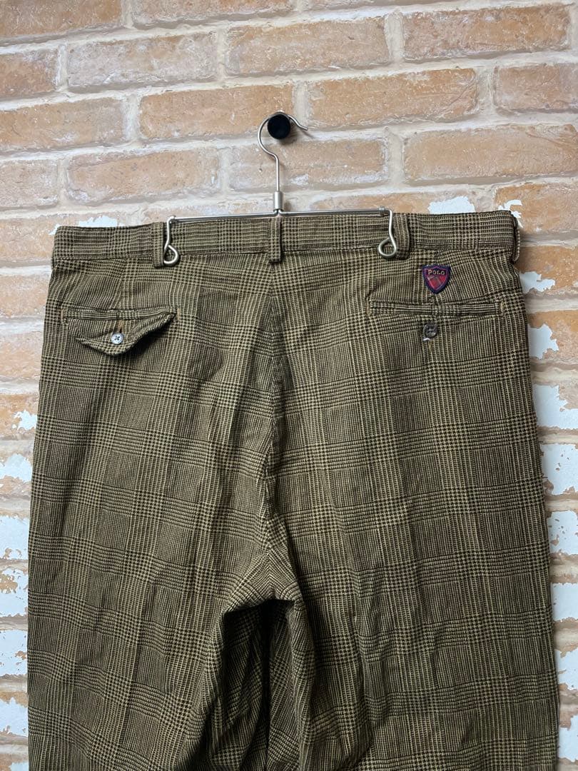 90s polo ラルフローレン コーデュロイパンツ チェックパンツ ベージュ