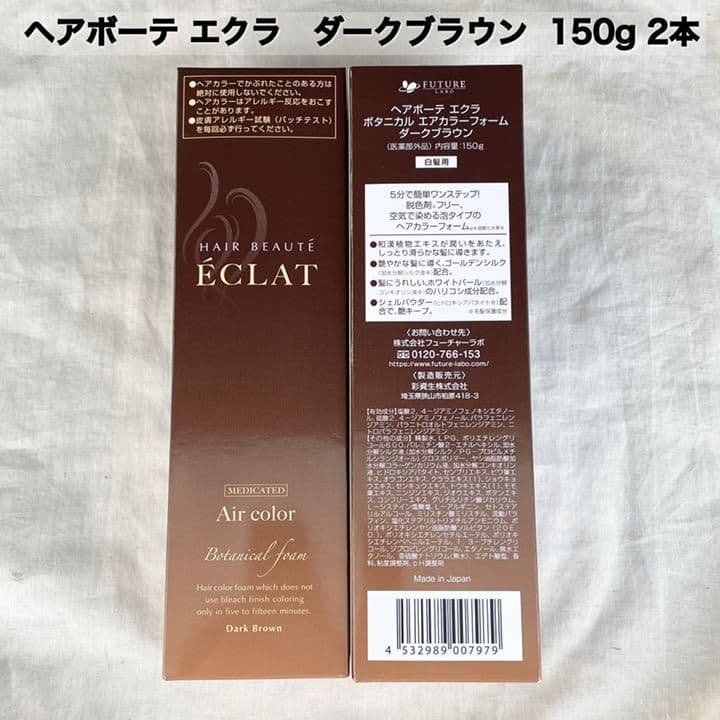 ヘアボーテエクラボタニカルエアカラーフォームダークブラウン150g2本