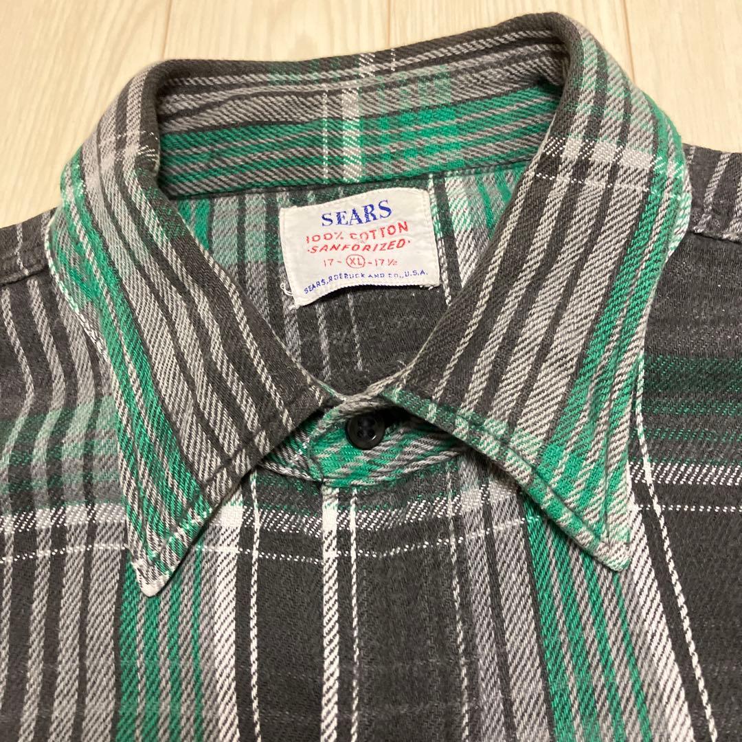 60s SEARS ネルシャツ マチ付き マチネル XL - メルカリ