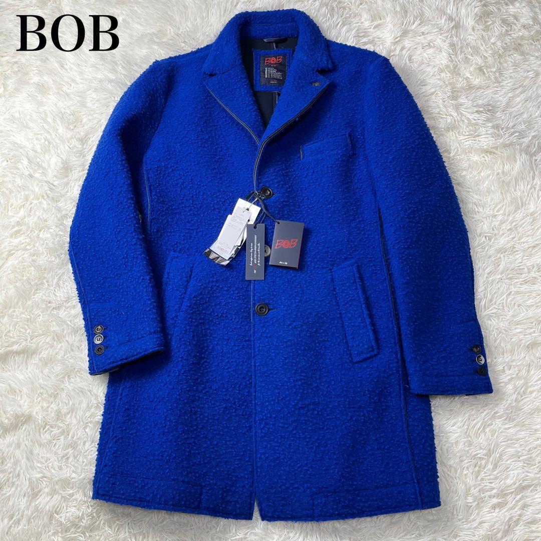 【希少サイズ54】BOB チェスターコート ボンディング ブルー タグ付き AND153 ボンディングチェスターコート / COL：CENERE グレー系 BOB JAPAN