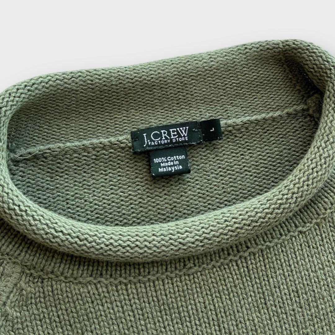 00's J.CREW ロールネック コットンニット L 若草色 - メルカリ