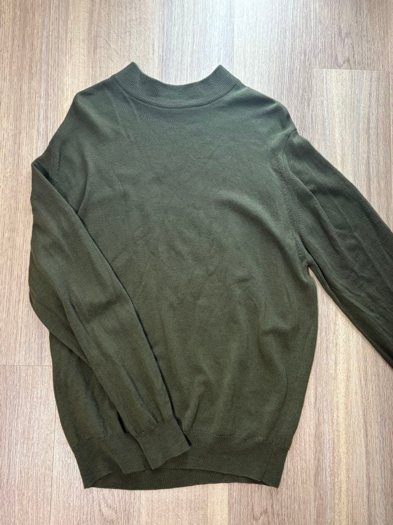 【美品】ジョンスメドレー　モックネック　L カーキ JOHN SMEDLEY ジョンスメドレー モックネック ニット/HARCOURT