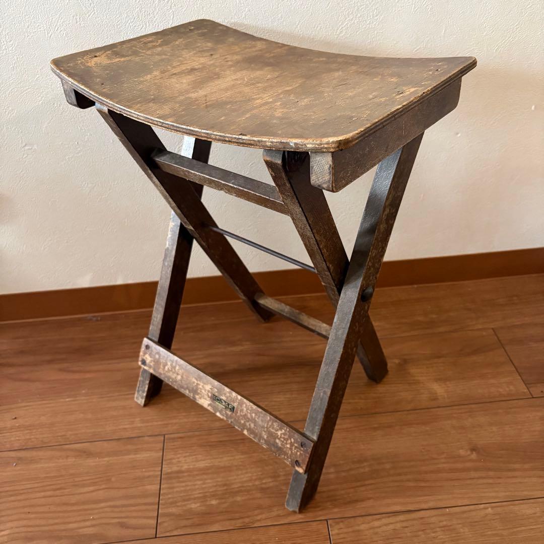 希少　ヴィンテージ RICCAR リッカー　折りたたみスツール　椅子　ミシン 昭和レトロ RICCAR ミシン椅子 座面赤 スツール 家具 椅子 リッカー