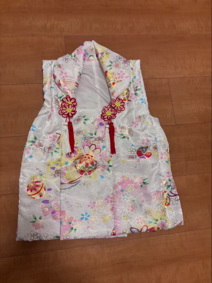 《七五三》 被布7点セット ちりめん刺繍被布コート 着物、被布 ３歳
