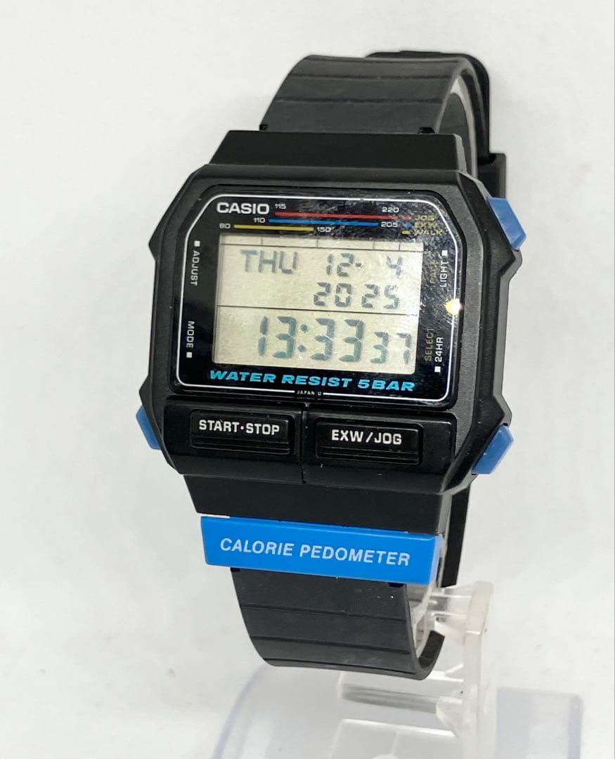 CASIO カシオ CALORIE PEDOMETER EXW-50 電池交換済 希少 80's 動品CASIO EXW-50 CALORIE PEDOMETER 新品電池 豆球バック