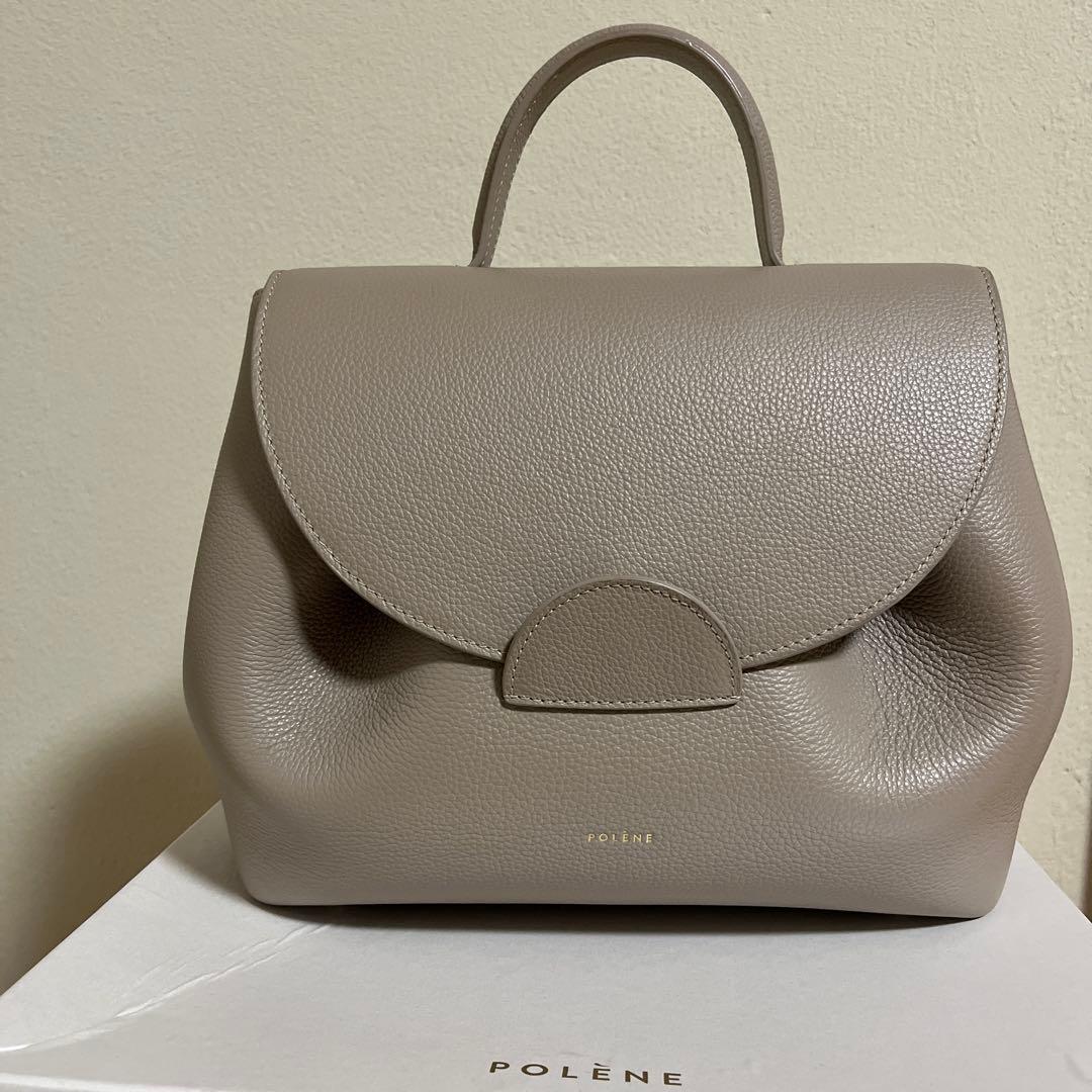 POLÈNE グレー レザー ショルダーバッグ