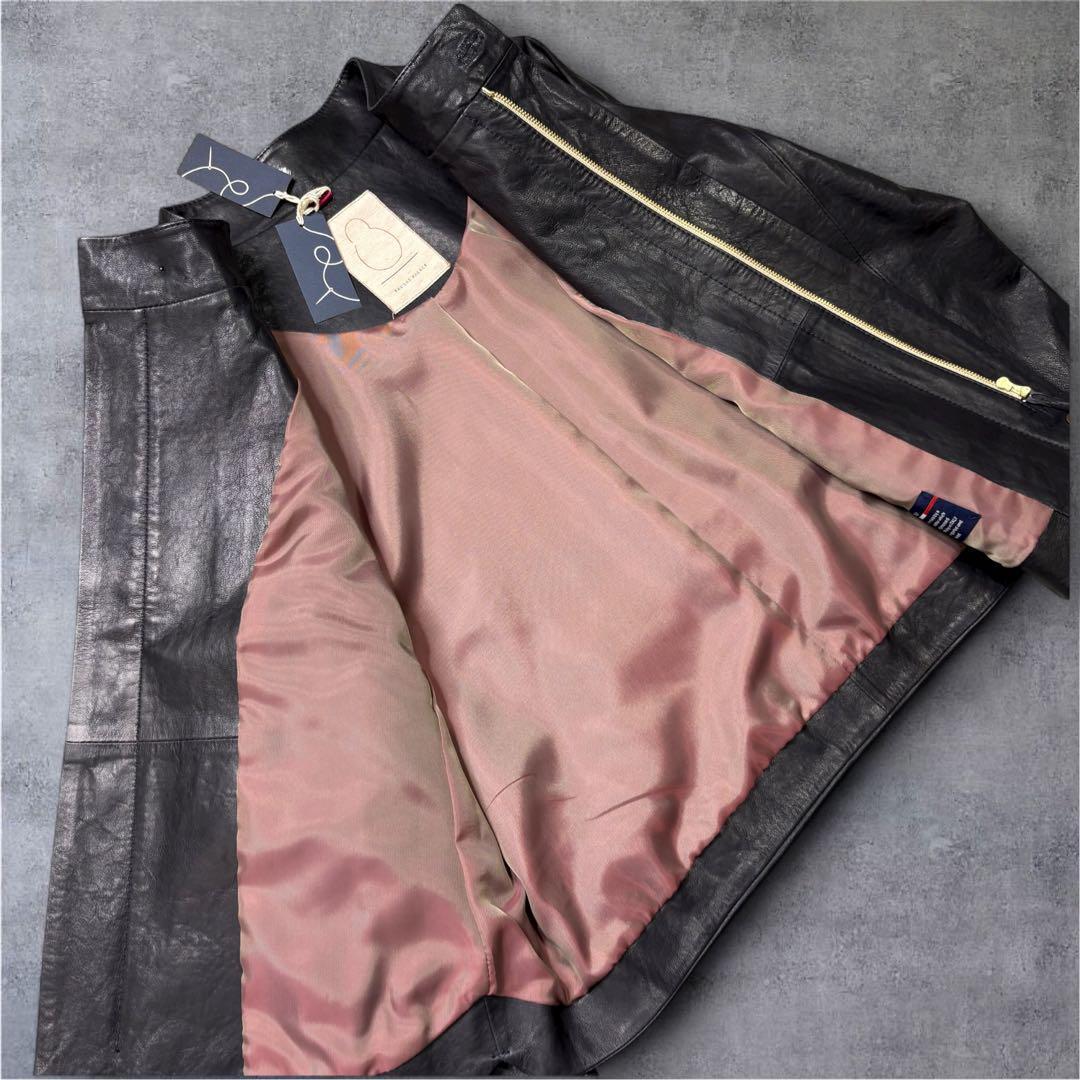 新品】 パラスパレス ラムレザー ノーカラー ジャケット イタリア製 M