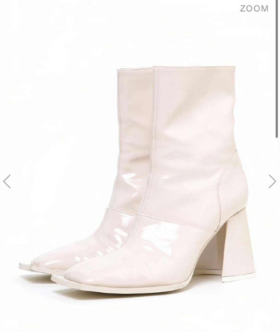 enamel square short boots white - メルカリ