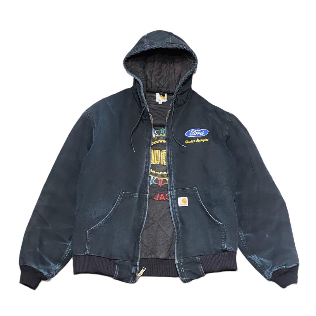 【M】Carhartt USA製 アクティブ ジャケット パーカー 黒 ブラック ビッグサイズ 90年代 USA製 カーハート アクティブパーカー ワーク