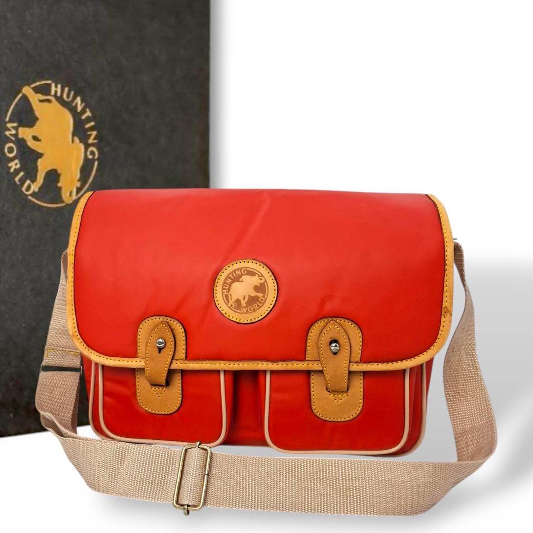 希少カラー　ハンティングワールド　ショルダーバッグ　バチュークロス　赤　6 Hunting World（ハンティング・ワールド） 巾着 ショルダーバッグ 10.I