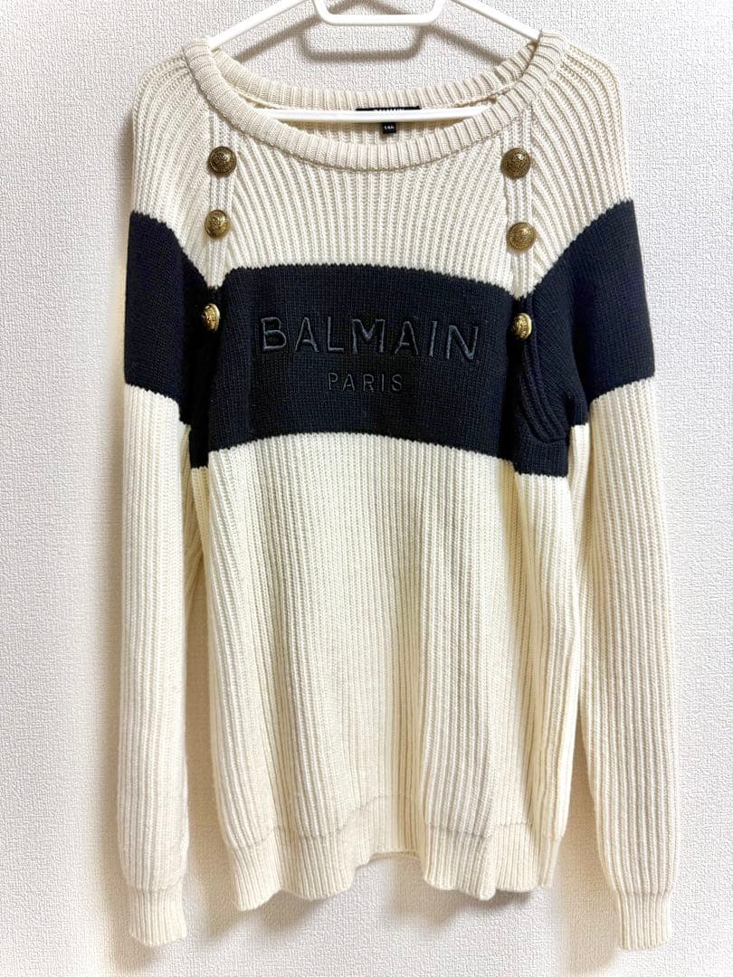 BALMAIN バルマン ロゴ 金ボタン ニット 14A 大人もＯＫ P00867111.jpg