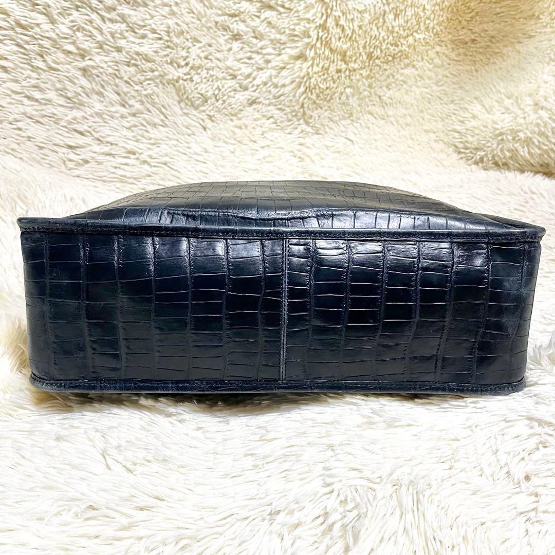 ま*君様 希少✨フェリージ トートバッグ レザー クロコ型押し チャーム