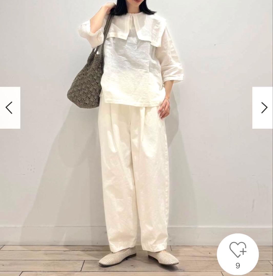 新品 今季 かぐれ ビッグカラー2WAYブラウス 2025年春秋 半袖 リネン