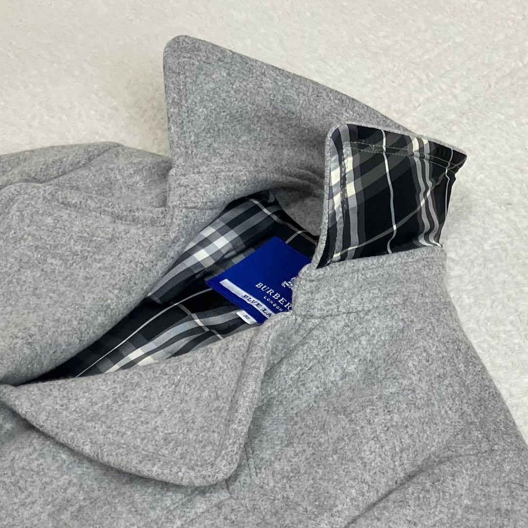 バーバリーブルーレーベル ベルテッドロングコート アンゴラ混 ノバ