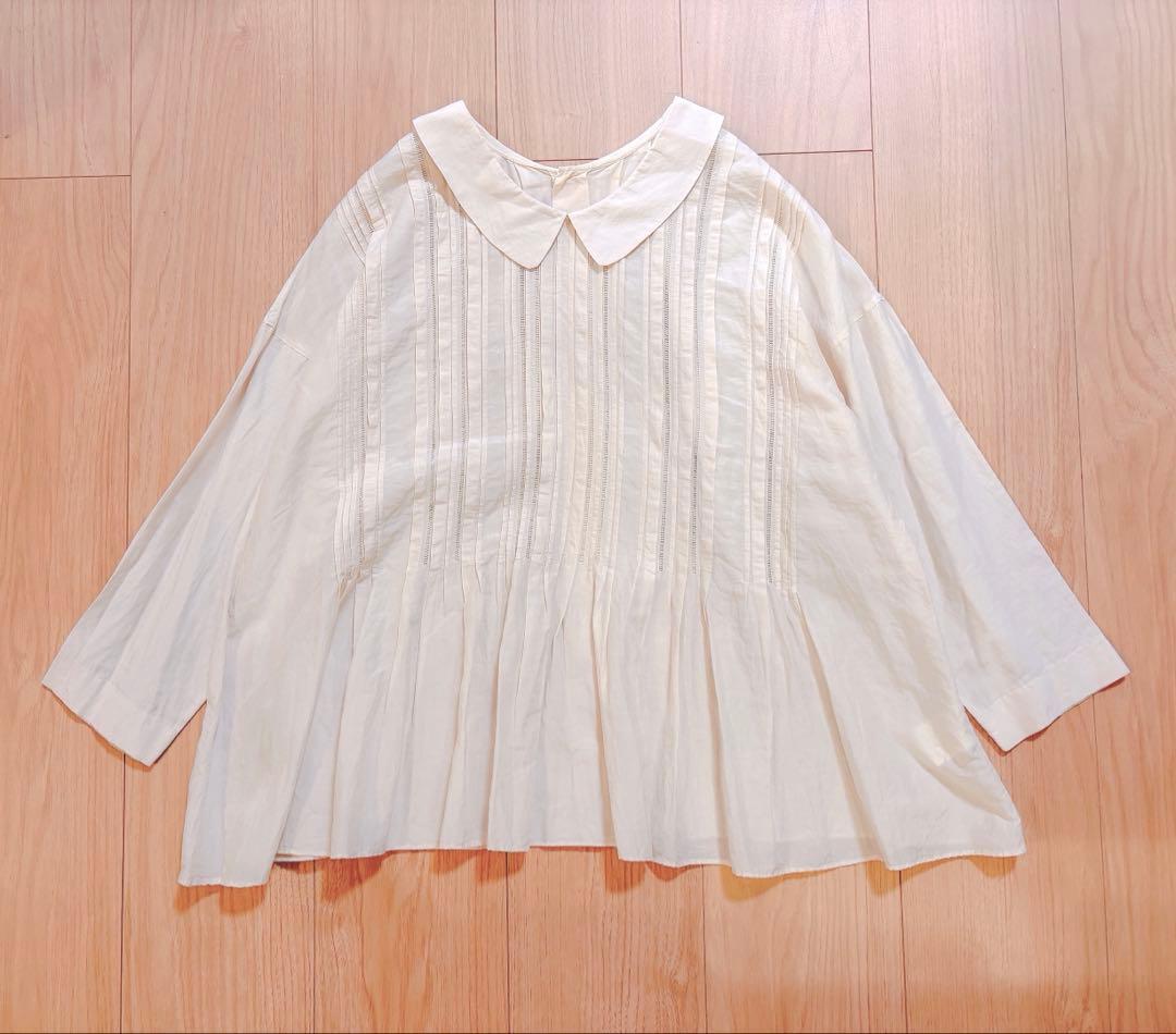 美品 マカフィー トゥモローランド シルク混襟付きピンタックレース